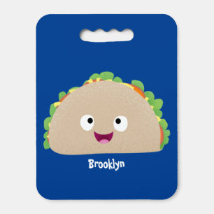 Cute happy smiling taco cartoon illustration seat cushion