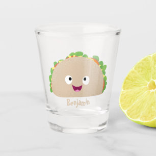 Cute happy smiling taco cartoon illustration shot glass