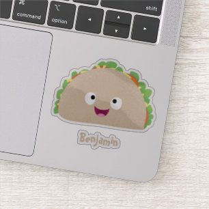 Cute happy smiling taco cartoon illustration sticker