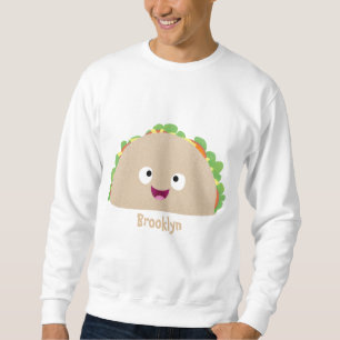 Cute happy smiling taco cartoon illustration sweatshirt