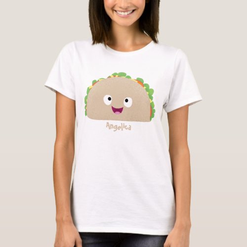 Cute happy smiling taco cartoon illustration T_Shirt