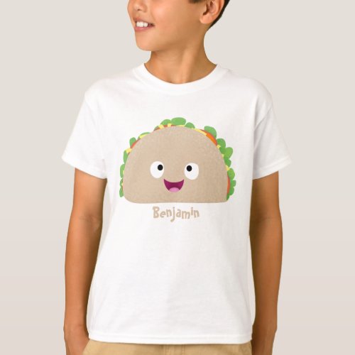 Cute happy smiling taco cartoon illustration  T_Shirt