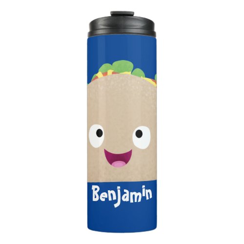 Cute happy smiling taco cartoon illustration  thermal tumbler