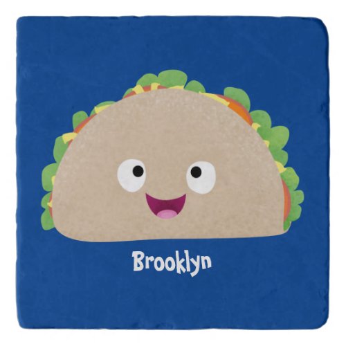 Cute happy smiling taco cartoon illustration trivet