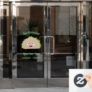 Cute happy smiling taco cartoon illustration window cling