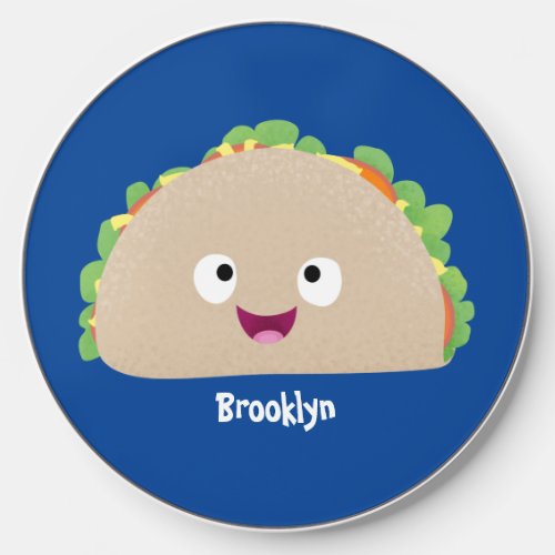 Cute happy smiling taco cartoon illustration wireless charger 
