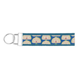 Cute happy smiling taco cartoon illustration wrist keychain