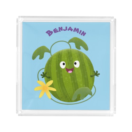 Cute happy smiling watermelon cartoon acrylic tray