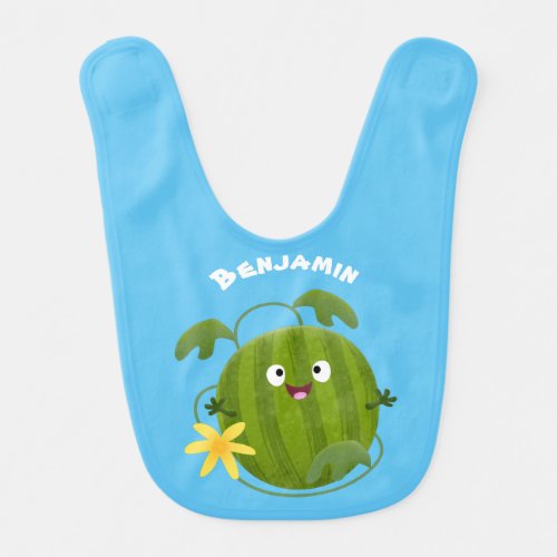 Cute happy smiling watermelon cartoon baby bib