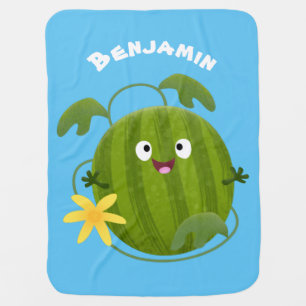 Cute happy smiling watermelon cartoon baby blanket