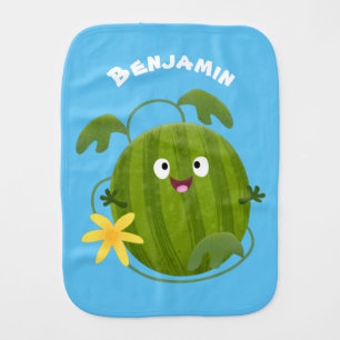 Cute happy smiling watermelon cartoon baby burp cloth
