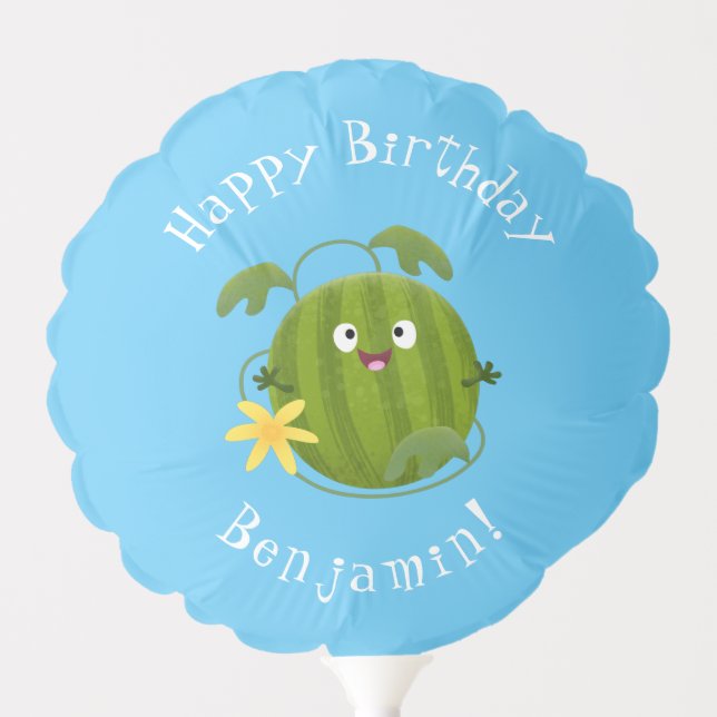 Cute happy smiling watermelon cartoon balloon (Front)