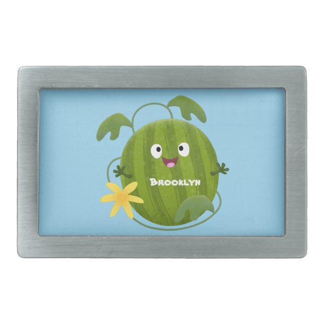 Cute happy smiling watermelon cartoon  belt buckle (Front)