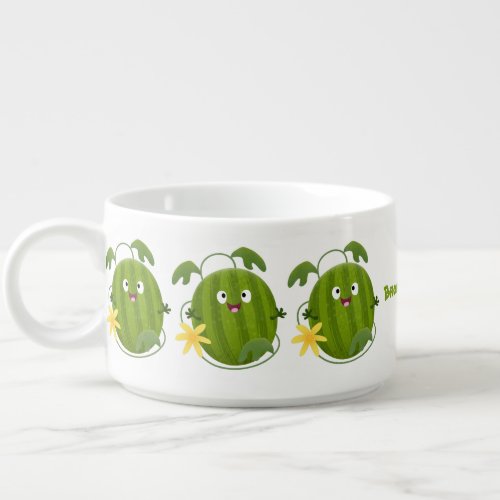 Cute happy smiling watermelon cartoon bowl