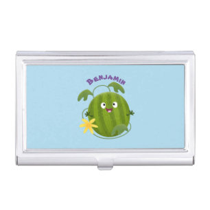 Cute happy smiling watermelon cartoon business card case
