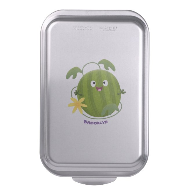 Cute happy smiling watermelon cartoon cake pan (Front Vertical)