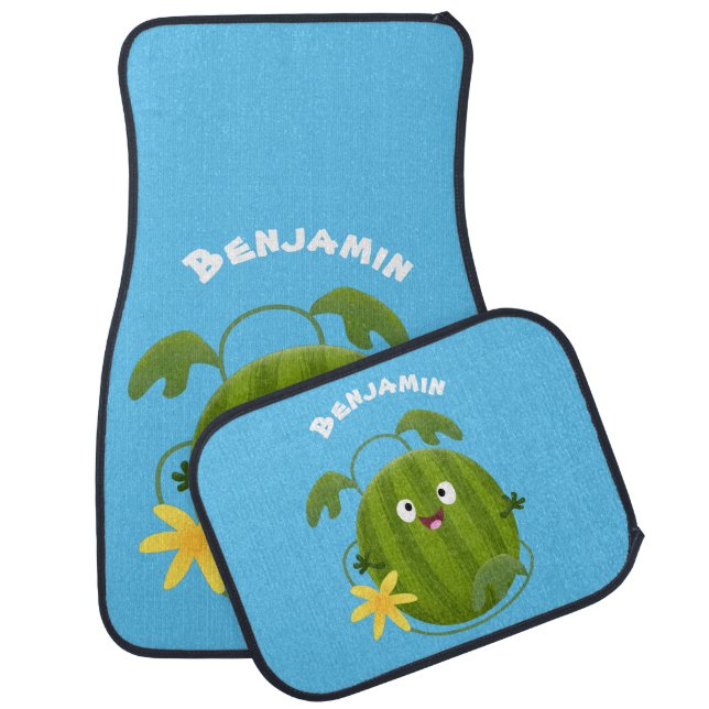 Cute happy smiling watermelon cartoon car floor mat (Set)
