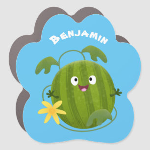 Cute happy smiling watermelon cartoon car magnet
