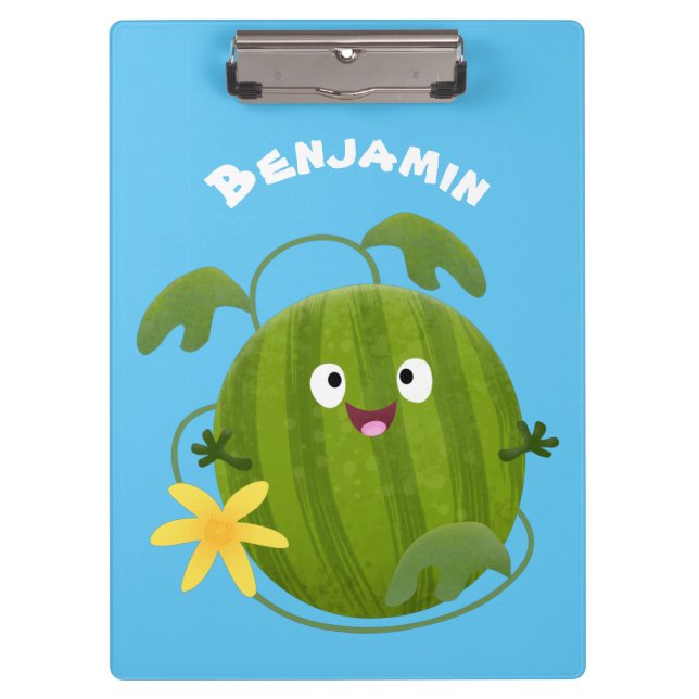 Cute happy smiling watermelon cartoon clipboard (Front)