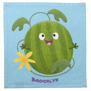 Cute happy smiling watermelon cartoon cloth napkin