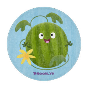 Cute happy smiling watermelon cartoon cutting board