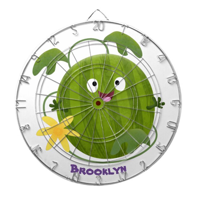 Cute happy smiling watermelon cartoon dart board (Front)