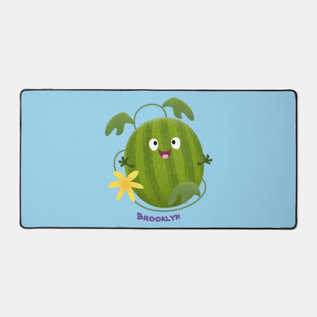 Cute happy smiling watermelon cartoon desk mat (Front)