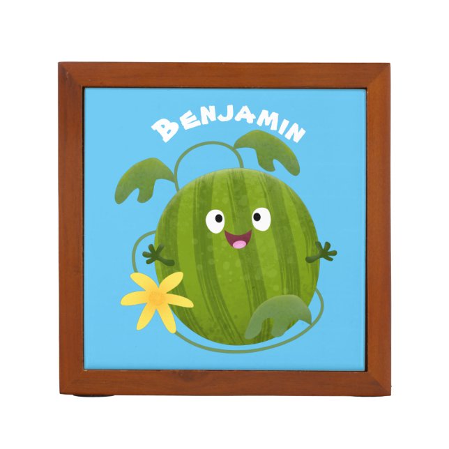 Cute happy smiling watermelon cartoon  desk organizer (Front)