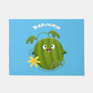 Cute happy smiling watermelon cartoon doormat