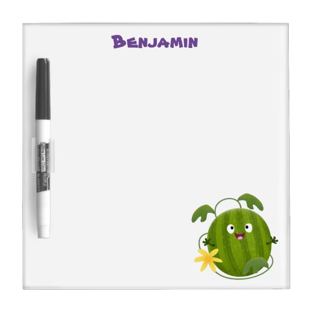 Cute happy smiling watermelon cartoon dry erase board (Front)