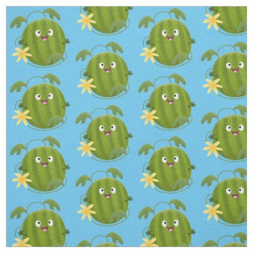 Cute happy smiling watermelon cartoon fabric