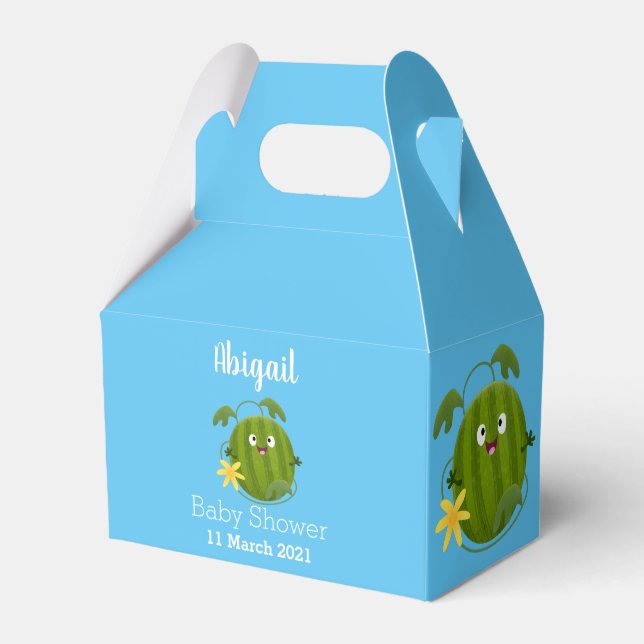 Cute happy smiling watermelon cartoon favor boxes (Front Side)