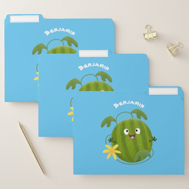 Cute happy smiling watermelon cartoon file folder (Set)