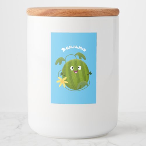 Cute happy smiling watermelon cartoon food label