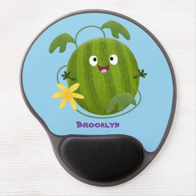 Cute happy smiling watermelon cartoon gel mouse pad (Front)