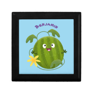 Cute happy smiling watermelon cartoon gift box