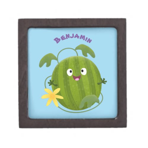 Cute happy smiling watermelon cartoon gift box