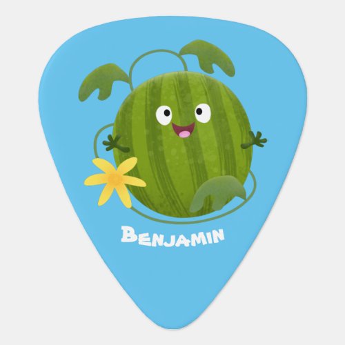 Cute happy smiling watermelon cartoon guitar pick