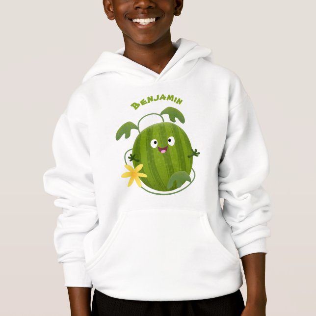Cute happy smiling watermelon cartoon hoodie (Front)