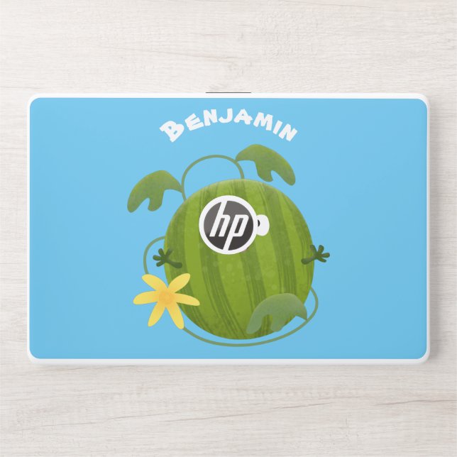 Cute happy smiling watermelon cartoon HP laptop skin (Front)