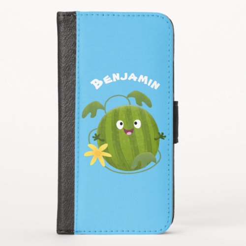 Cute happy smiling watermelon cartoon iPhone x wallet case