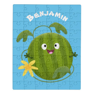Cute happy smiling watermelon cartoon jigsaw puzzle
