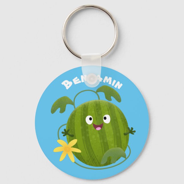 Cute happy smiling watermelon cartoon keychain (Front)