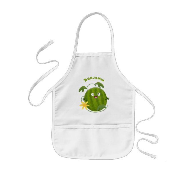 Cute happy smiling watermelon cartoon kids' apron (Front)