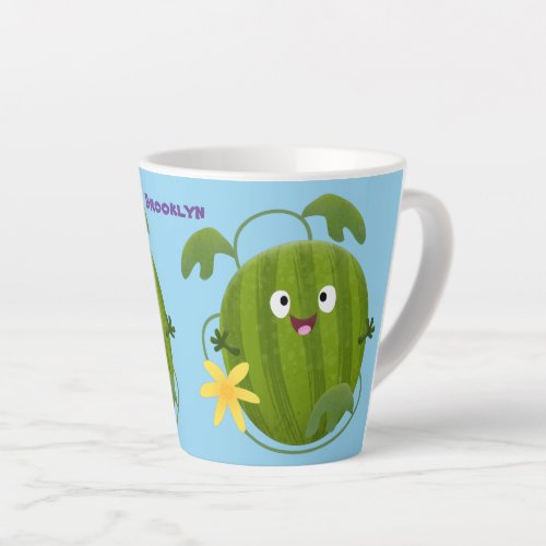 Cute happy smiling watermelon cartoon latte mug