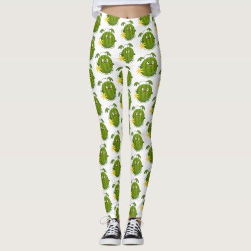 Cute happy smiling watermelon cartoon leggings