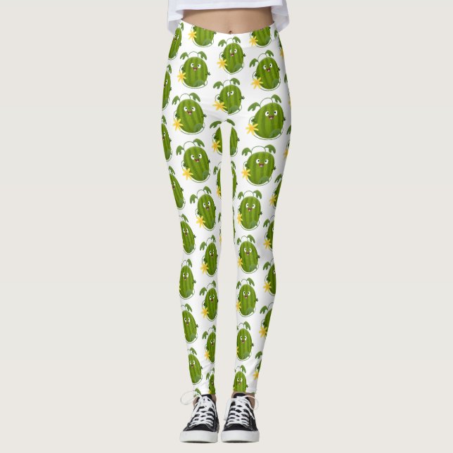 Cute happy smiling watermelon cartoon leggings (Front)