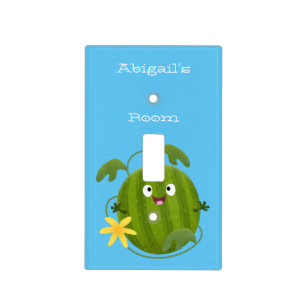Cute happy smiling watermelon cartoon light switch cover