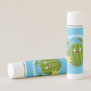 Cute happy smiling watermelon cartoon lip balm