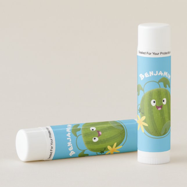 Cute happy smiling watermelon cartoon lip balm (Front)